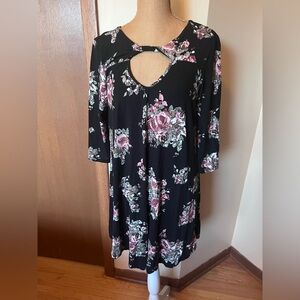Three Pink Hearts Floral Tunic Dress